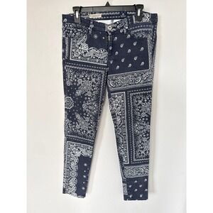 AG Adriano Goldschmied The Legging Ankle Skinny Jean Paisley Print Blue Size 30R